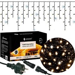 Foto van Ijspegel verlichting kerstverlichting buiten 20 m + 2.5 m snoer 500 led flash koppelbaar warm wit/koel wit