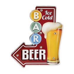 Foto van Bier/oktoberfest wand decoratiebord - ice cold beer - vintage metaal - 29 x 35 cm - feestdecoratieborden