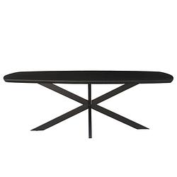 Foto van Livingfurn - eetkamertafel jesper danish oval black 210cm - mangohout / gecoat staal