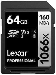 Foto van Lexar professional 1066x silver 64gb sdxc 160mb/s