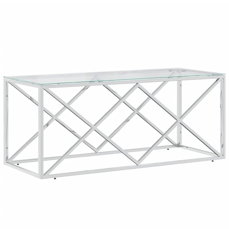 Foto van Vidaxl salontafel 110x45x45 cm roestvrij staal en glas