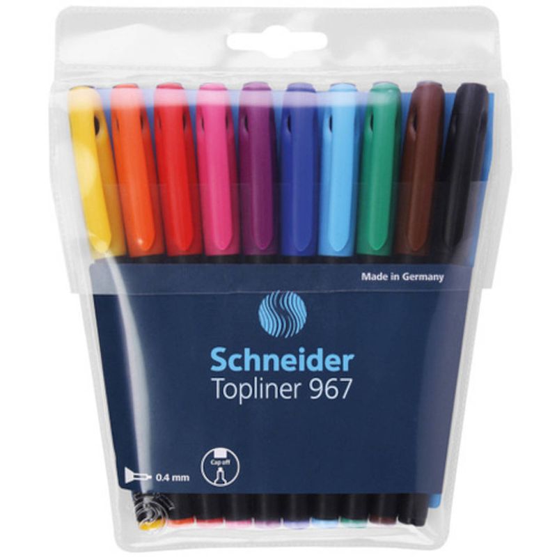 Foto van Schneider fineliners topliner 967 edelstaal 0,4 mm 10 stuks