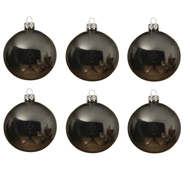 Foto van 6x glazen kerstballen glans grijsblauw 6 cm kerstboom versiering/decoratie - kerstbal