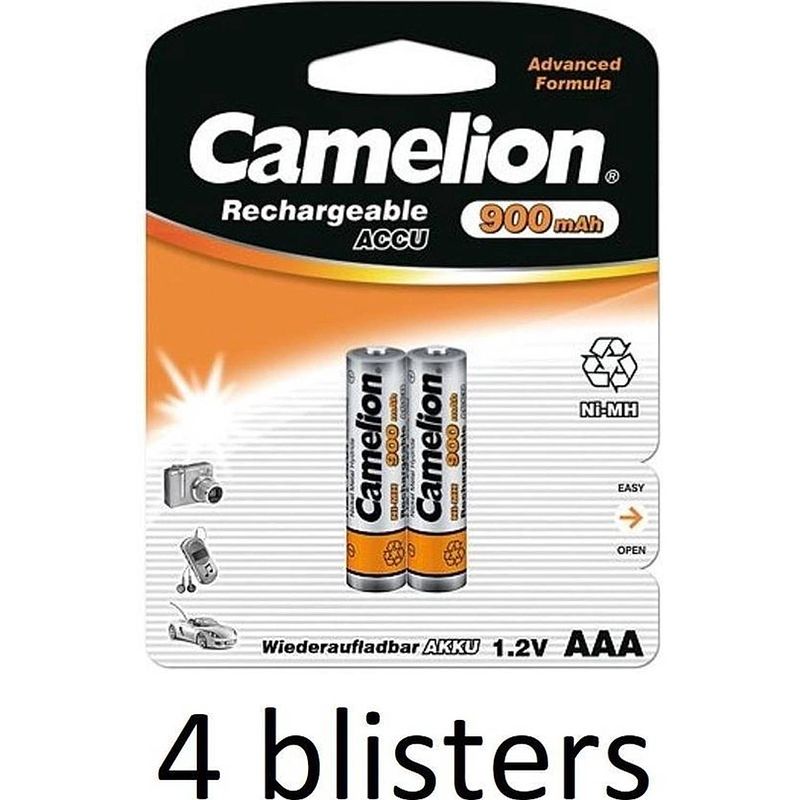 Foto van Camelion aaa oplaadbare batterijen 900mah - 8 batterijen