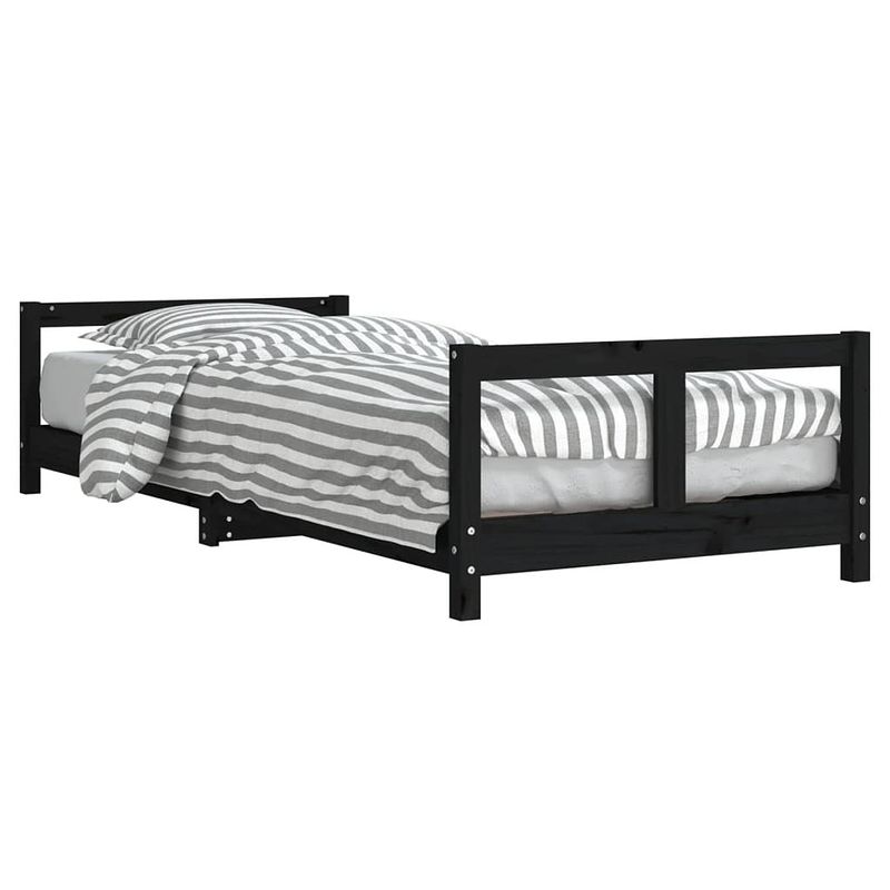 Foto van Vidaxl kinderbedframe 80x200 cm massief grenenhout zwart