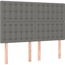 Foto van The living store boxspringbed - donkergrijs - 193 x 147 x 118/128 cm - pocketvering matras - middelharde ondersteuning