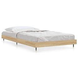 Foto van The living store bedframe - sonoma eiken - 203 x 103 x 20 cm - multiplex lattenbodem