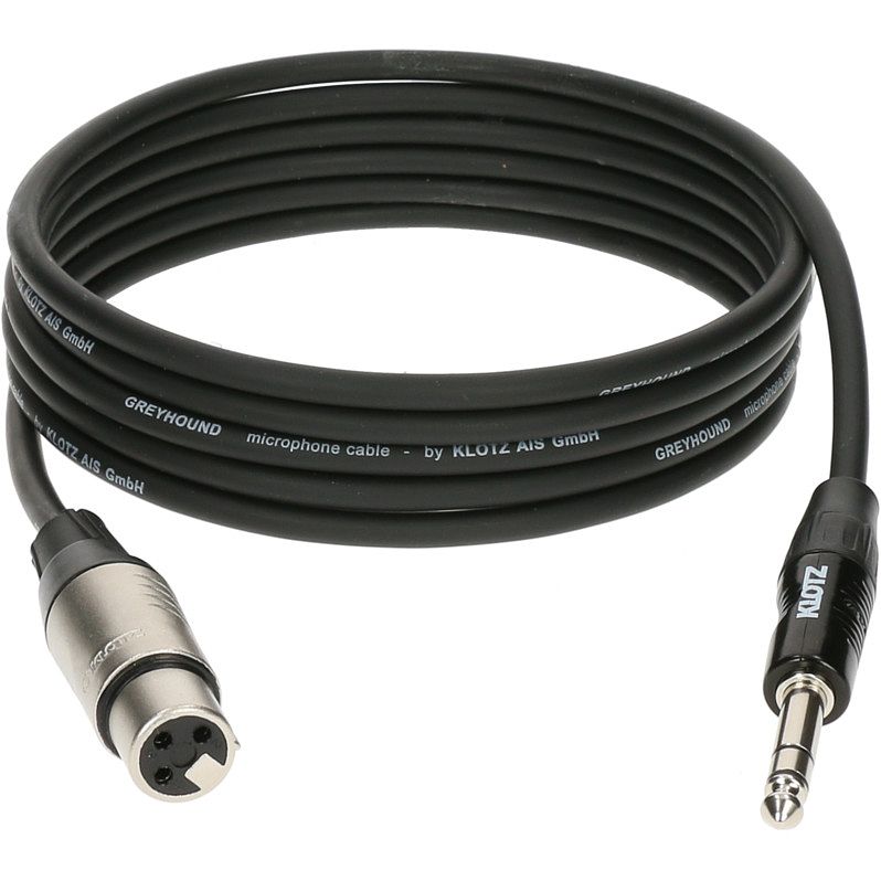 Foto van Klotz grg1fp03.0 greyhound audiokabel 3p female xlr - 3p 6.35mm jack 3m