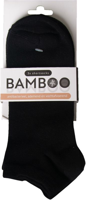 Foto van Bamboo airco shortsokken zwart 3-pack 35-38