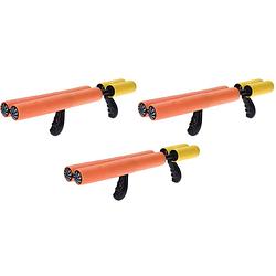 Foto van 3x oranje waterpistool/waterpistolen van foam 40 cm met handvat en dubbele spuit - waterpistolen