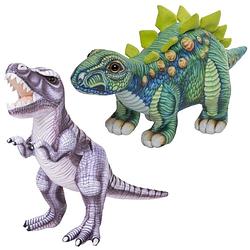 Foto van Speelgoed set van 2x pluche dino knuffels t-rex en stegosaurus van 30 cm - knuffeldier