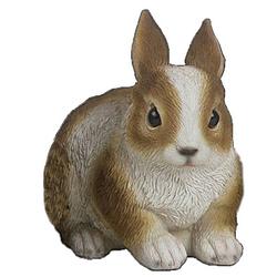 Foto van Esschert design tuinbeeld konijn 14,3 cm polyresin wit/bruin