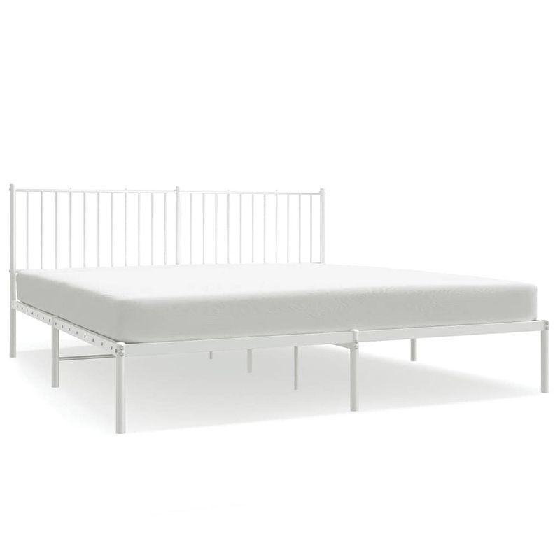 Foto van The living store bedframe metalen - 207 x 187 x 90.5 cm - wit - opbergruimte