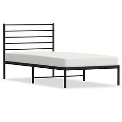 Foto van Vidaxl bedframe met hoofdbord metaal zwart 90x190 cm