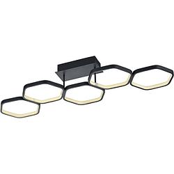 Foto van Led plafondlamp - trion vigon - 24w - warm wit 3000k - dimbaar - rechthoek - mat zwart - aluminium