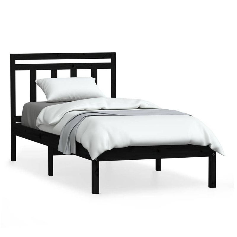 Foto van Vidaxl bedframe massief grenenhout zwart 90x200 cm