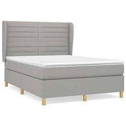 Foto van The living store boxspringbed - lichtgrijs - 193 x 147 x 118/128 cm - pocketvering matras - middelharde ondersteuning -