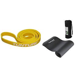 Foto van Tunturi - fitness set - weerstandsband geel - light - fitnessmat 180 cm x 60 cm x 1,5 cm