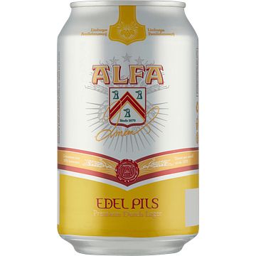 Foto van Alfa edel pils premium dutch lager blik 33cl bij jumbo