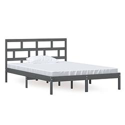 Foto van The living store bedframe grenenhout - 140 x 200 cm - grijs