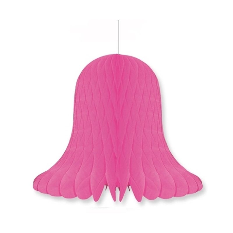 Foto van 1x kerstversiering fuchsia kerstklokken lampionnen 20 cm - hangdecoratie