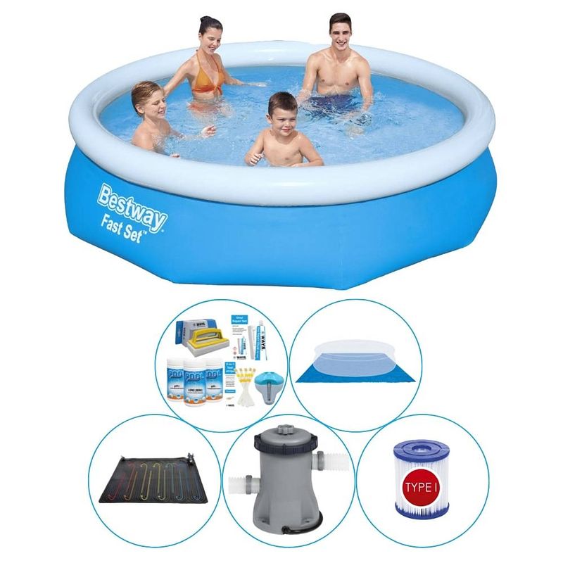 Foto van Bestway fast set rond 305x76 cm - 6-delig - zwembad combi deal