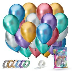 Foto van Fissaly® 42 stuks metallic chrome ballonnen met accessoires - verjaardag feest decoratie - helium - latex
