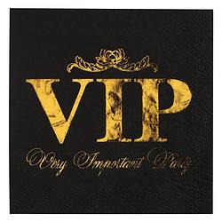 Foto van Vip thema feest servetten - 10x stuks - 33 x 33 cm - papier - goud/zwart themafeest - feestservetten