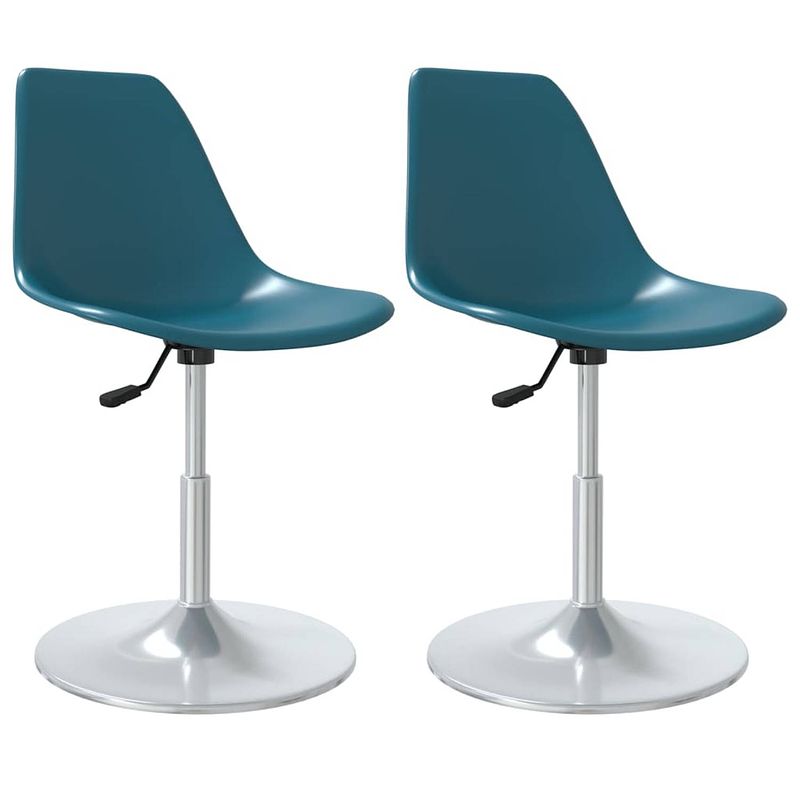 Foto van The living store eetstoelen draaibaar - turquoise - 46 x 56 x (74-88) cm - pp en verchroomd metaal