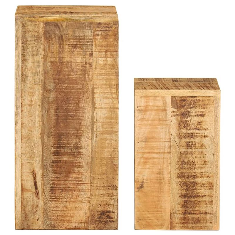 Foto van The living store mango hout tafels - set van 2 - grote tafel- 28x28x59 cm - kleine tafel- 23x23x39 cm