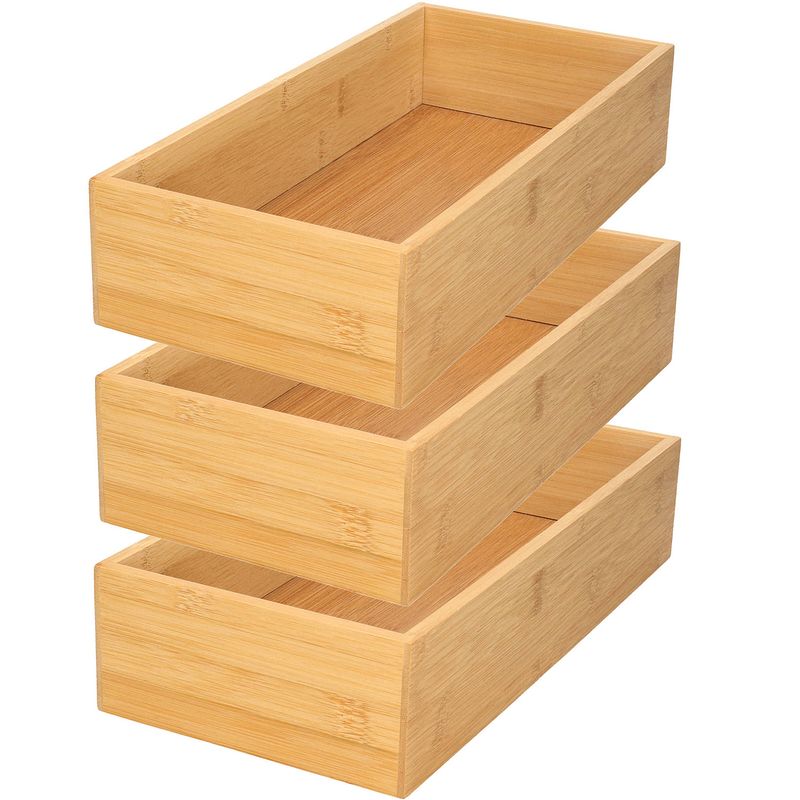 Foto van 3x stuks kast/lade/make-up sorteer organizer bamboe hout bakje 15 x 30.5 x 6.5 cm - make-up dozen