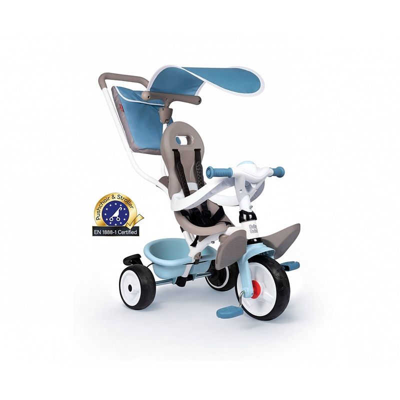 Foto van Smoby driewieler kind baby balade plus junior blauw/grijs