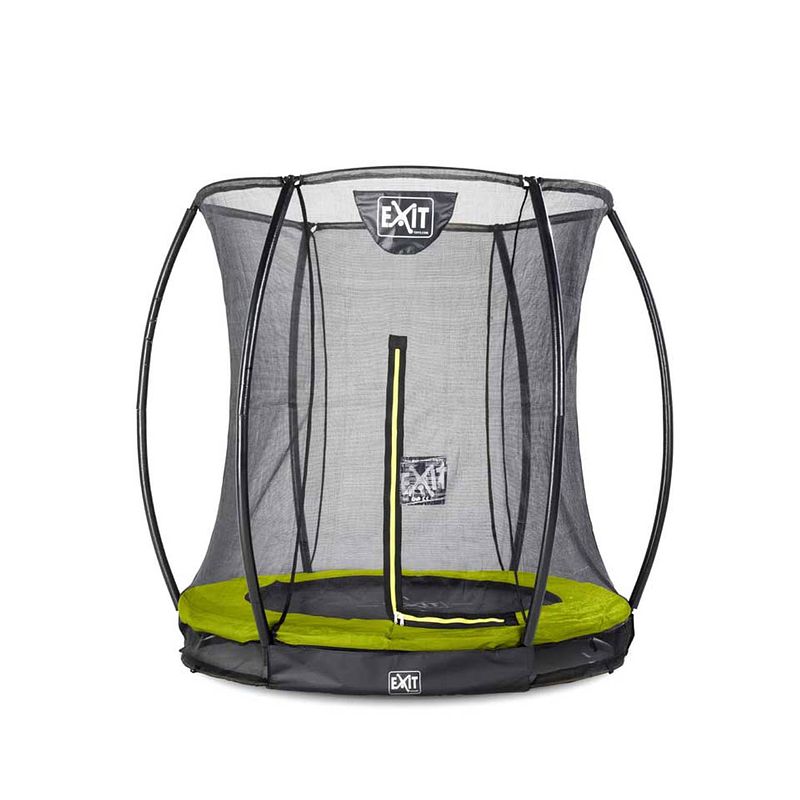 Foto van Exit silhouette verlaagde trampoline met veiligheidsnet rond - 183 cm - limegroen