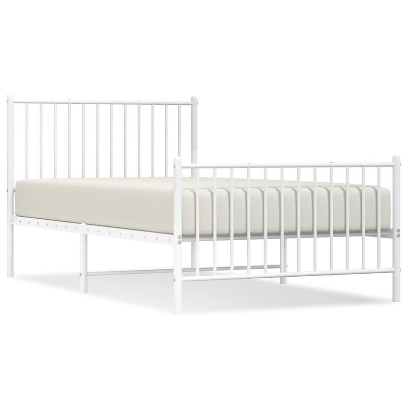 Foto van The living store klassiek bedframe - metalen constructie - met opbergruimte - wit - 196 x 104.5 x 90.5 cm - geschikt