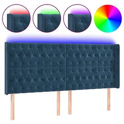 Foto van The living store hoofdbord led dark blue velvet - 203 x 16 x 118/128 cm - adjustable height - comfortable support -