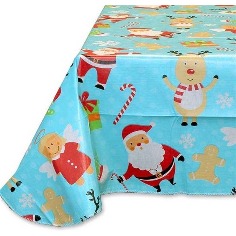 Foto van Polyester kerst christmas party tafelkleed - blauw - 140x230 cm