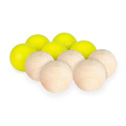 Foto van Get & go jeu de boules set hout 28 mm geel/naturel 10 stuks