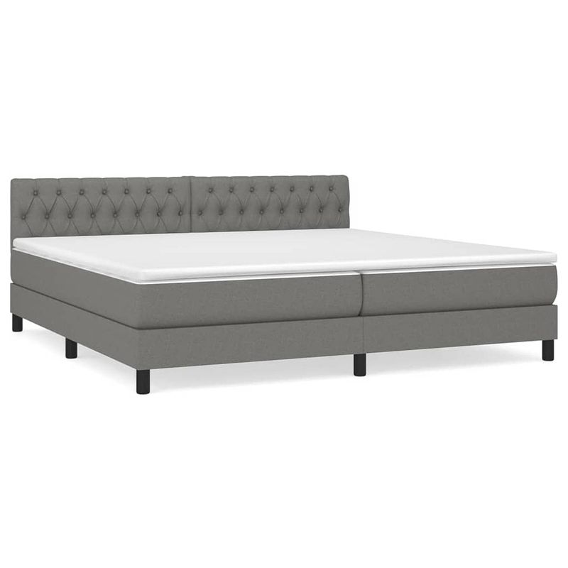 Foto van The living store boxspringbed - donkergrijs stof - 203x200x78/88cm - verstelbaar hoofdbord - pocketvering matras -