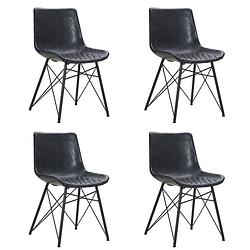 Foto van Bronx71 industriële eetkamerstoel lauren antraciet pu leer - eetkamerstoelen set van 4.