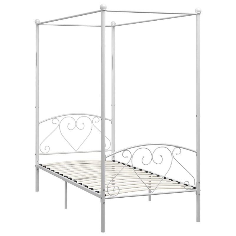 Foto van The living store hemelbedframe - metalen - 209 x 107.5 x 198 cm - wit