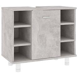 Foto van The living store badkaast - betongrijs - 60 x 32 x 53.5 cm - 7 schappen - 1 deur