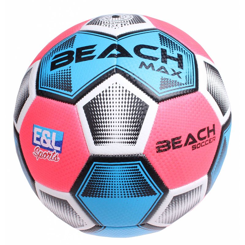 Foto van E&l sports beachvoetbal wit/blauw/roze rubber maat 5