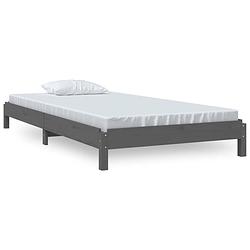 Foto van Vidaxl bed stapelbaar 75x190 cm massief grenenhout grijs