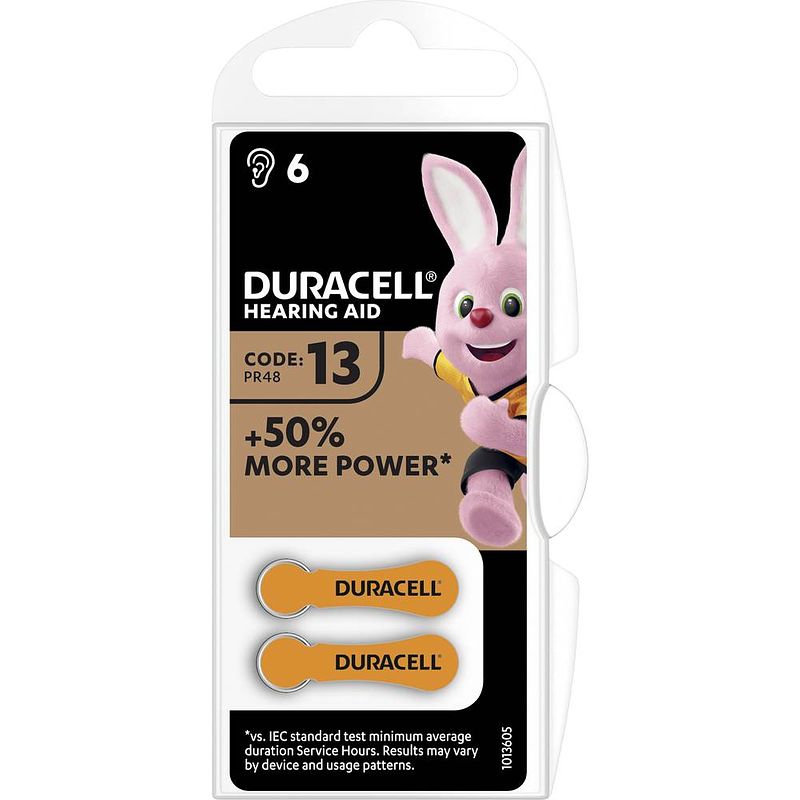 Foto van Duracell 13ac za13 batterij voor hoortoestel zink-lucht 1.45 v 290 mah 6 stuk(s)