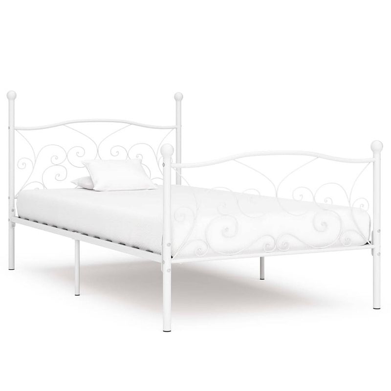 Foto van Vidaxl bedframe met lattenbodem metaal wit 90x200 cm