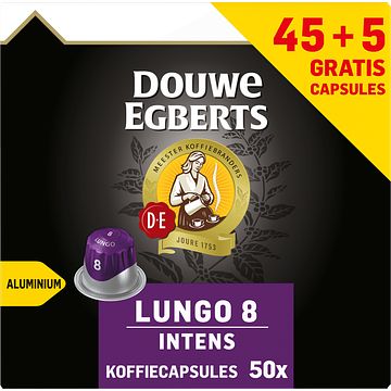 Foto van Douwe egberts lungo intens koffiecups 45 + 5 gratis bij jumbo