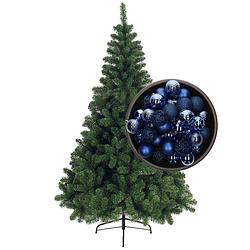 Foto van Bellatio decorations kunst kerstboom 150 cm met kerstballen kobalt blauw - kunstkerstboom