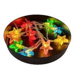 Foto van Lichtsnoer met 10 gekleurde sterretjes lampjes 100 cm op batterij - lichtsnoeren