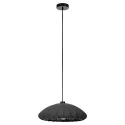 Foto van Eglo barlaston hanglamp - e27 - ø 45 cm - zwart/grijs - textiel