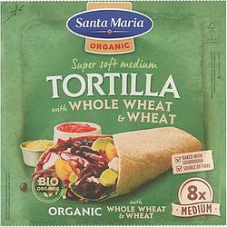 Foto van Santa maria organic super soft medium tortilla with whole wheat and wheat 8 stuks 320g bij jumbo